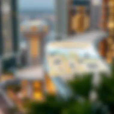 Map illustrating key neighborhoods for studio apartments in Dubai