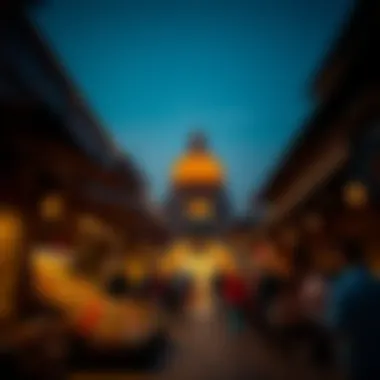 The enchanting atmosphere of a Dubai souk illuminated at dusk