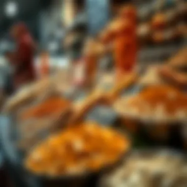 An intricate display of spices showcasing Dubai's culinary heritage