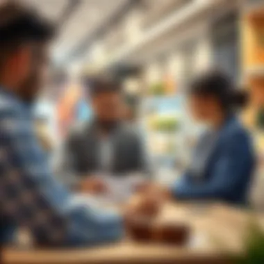 A travel consultant assisting clients with an itinerary