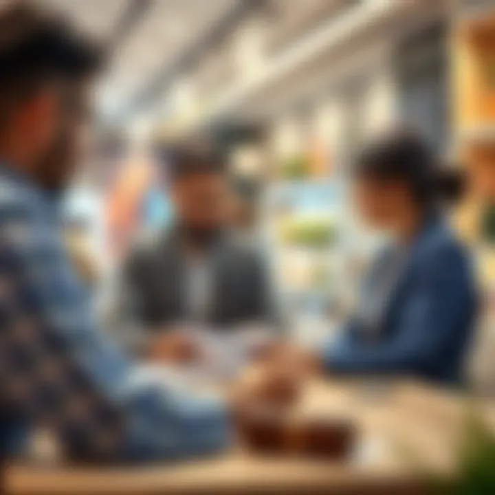 A travel consultant assisting clients with an itinerary