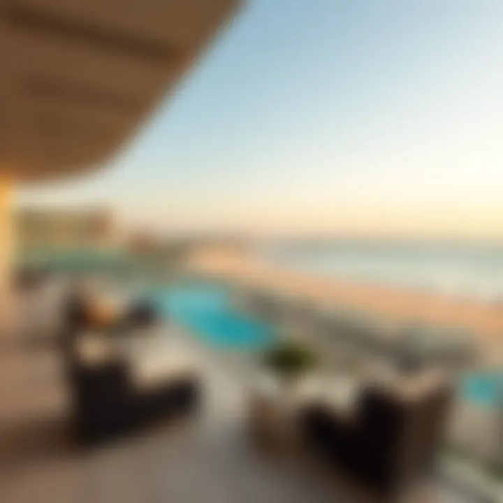 Breathtaking view of the beach from a five-star hotel terrace in Ras Al Khaimah