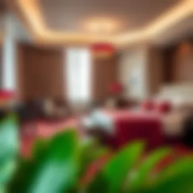 Elegance and Comfort in Guest Accommodations Luxurious guest room with elegant furniture and vibrant decor