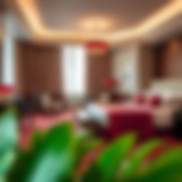 Elegance and Comfort in Guest Accommodations Luxurious guest room with elegant furniture and vibrant decor