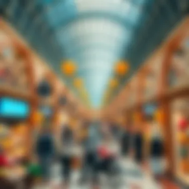 Vibrant marketplace scene within Ibn Battuta Mall filled with diverse shops