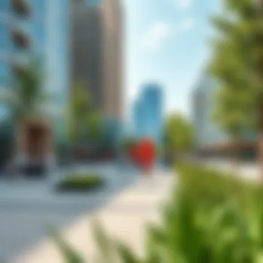 Pedestrian Zones: Merging Greenery with Fitness A beautifully designed pedestrian area with fitness zones and greenery