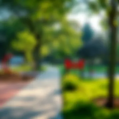 City Park: A Fusion of Nature and Fitness A scenic view of a city park with walking paths and fitness stations