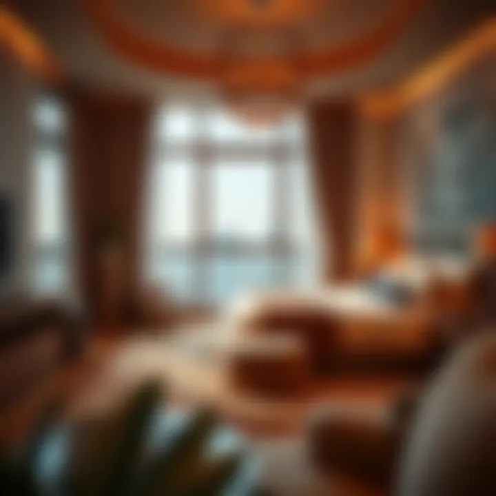 A cozy bedroom with warm color tones and plush furnishings