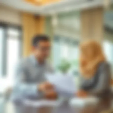 Landlord and tenant discussing rental agreement