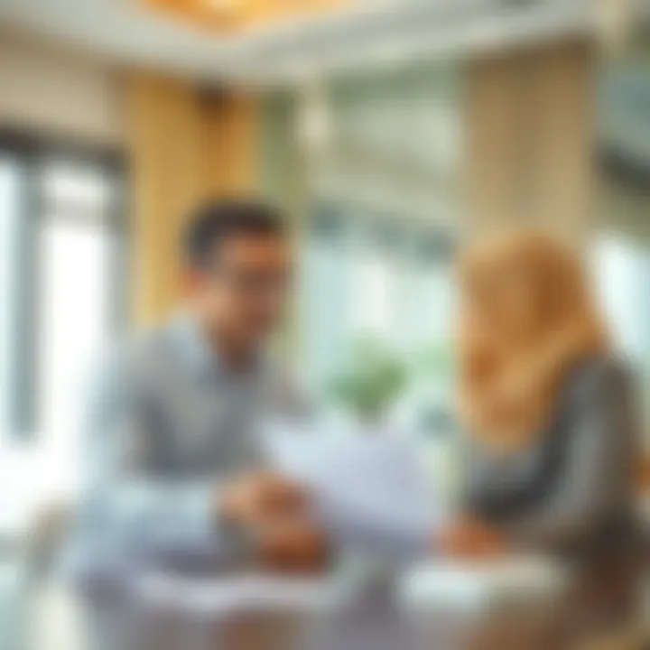 Landlord and tenant discussing rental agreement