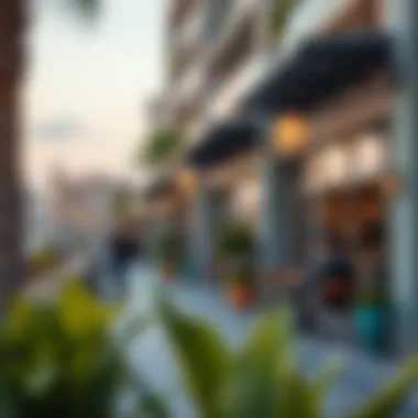 Vibrant lifestyle scene with cafes and outdoor spaces in Maryah Island