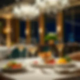Elegant dining setup showcasing exquisite dishes in a luxurious restaurant