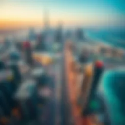 Aerial view of Dubai showcasing its skyline and urban layout