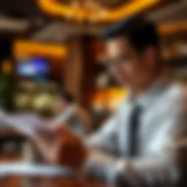 Evaluating Restaurant Financials and Market Trends Entrepreneur reviewing restaurant financial documents and market analysis