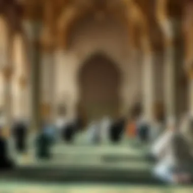 People engaging in prayer at a Dubai mosque