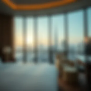 Stunning view from a Sheraton Hotel room overlooking Dubai skyline