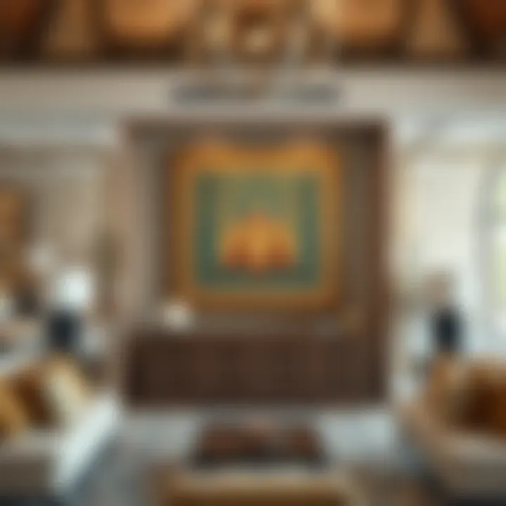 Traditional Arabesque artwork displayed in a modern real estate setting