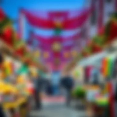 Holiday Marketplace in UAE Colorful marketplace bustling with activity during a holiday season in the UAE