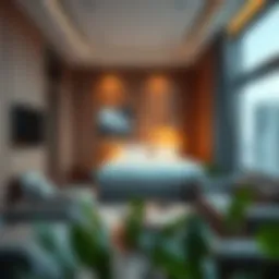 Modern apartment interior showcasing shared bed space