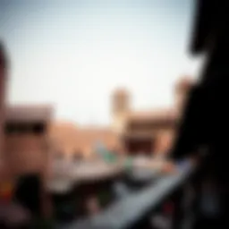 A panoramic view of Dubai's Old Souk showcasing traditional architecture