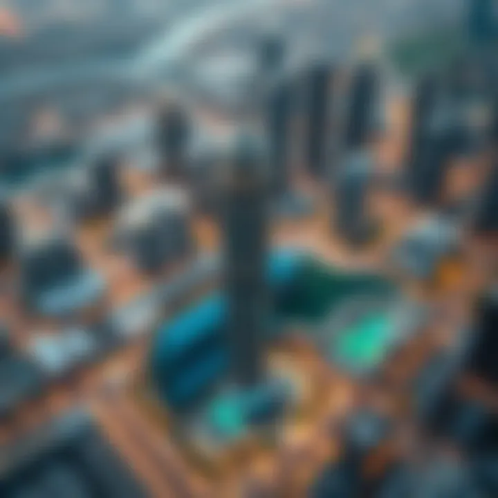 Aerial view of Jumeirah Lake Towers highlighting Fortune Executive Tower's location