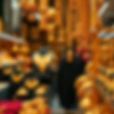 Intricate Gold Jewelry Collection A stunning display of gold jewelry in Dubai's Gold Souk