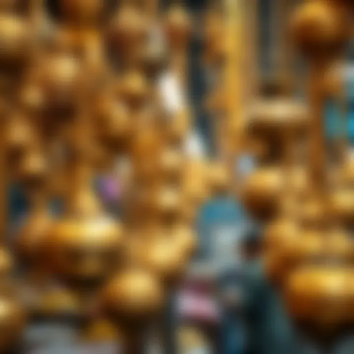 Diverse Range of Gold Ornaments Close-up of various gold ornaments available for purchase